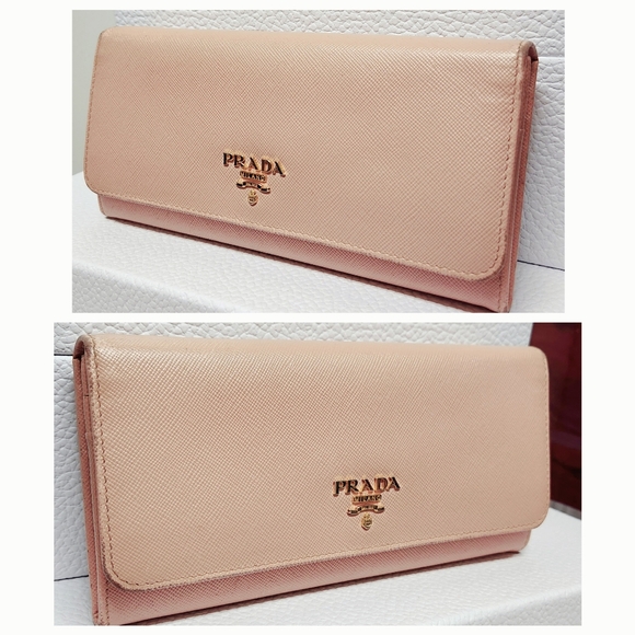PRADA Orchidea Saffiano Metall Wallet with Detachable ID Holder with Chain & COA - Picture 1 of 16